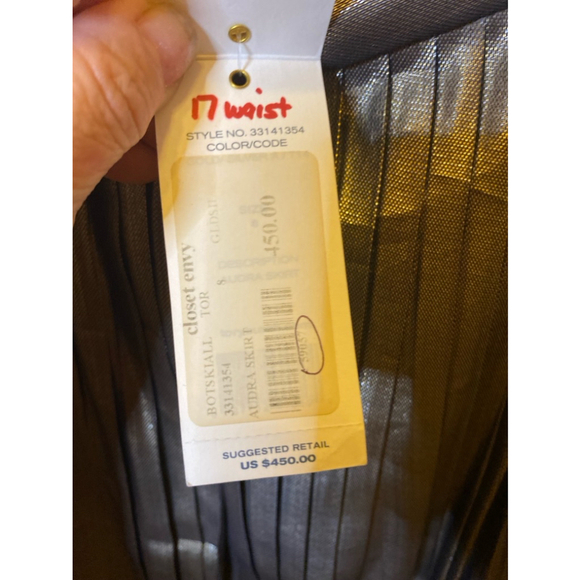 Tory Burch gold metallic & silk pleated skirt size 8 - Picture 4 of 6